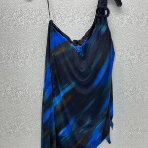 NEW MAGICSUIT Swipe Right Amal One-Shoulder Tankini Top Size 16 Black/Multi